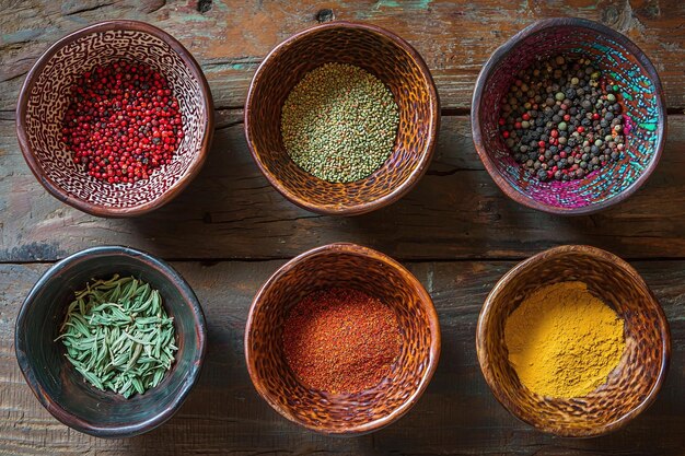Assorted spices in bowls